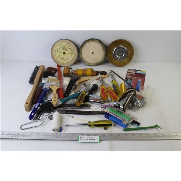 Wire Wheel, Cloth Wheels, Small Hand Tools, Paint Brushes, Wire Brush, Misc. Items
