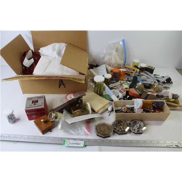 Box of Material - Stapler - Laces - Hooks - Screws - Mics Items