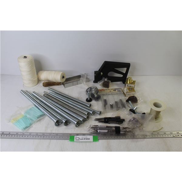 Rolls of String - Mitre Box w/Saw - Stapler - Finish Applicators - Springs - Dental Picks - Nail Set