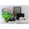 Image 1 : (3) Plastic Baskets - Picture Frame (9" x 11") - Micro Back Pack n- (2) Clock Radios (power on - lig