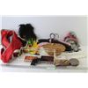 Image 1 : Padded Hangers - Woven Basket - Wire Holders - (2) Masks - Strap - Misc. Items