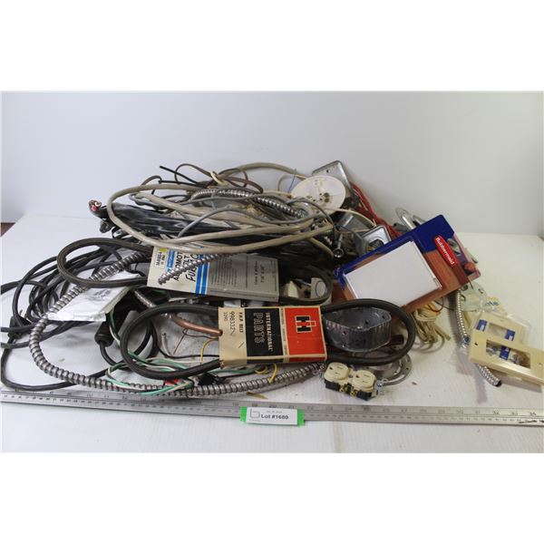 House Wire, Trouble Light, Assorted Electrical Items - (3) Furnace Belts - Misc. Items