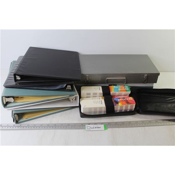 Pantone Paint Sample Cards - (2) Photo Slide Cases - (5) Binders