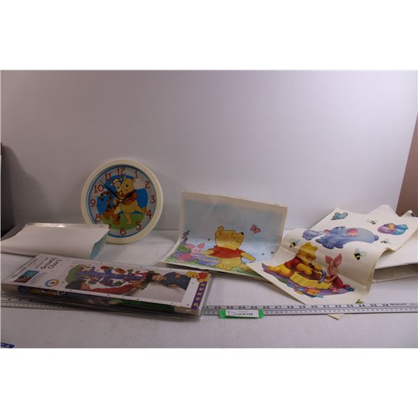 Assorted Winnie the Pooh Bed Room Decor Stickers and Clock