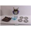 Image 1 : (4) Small Mirrors - Owl Decor - Decorative Dishes