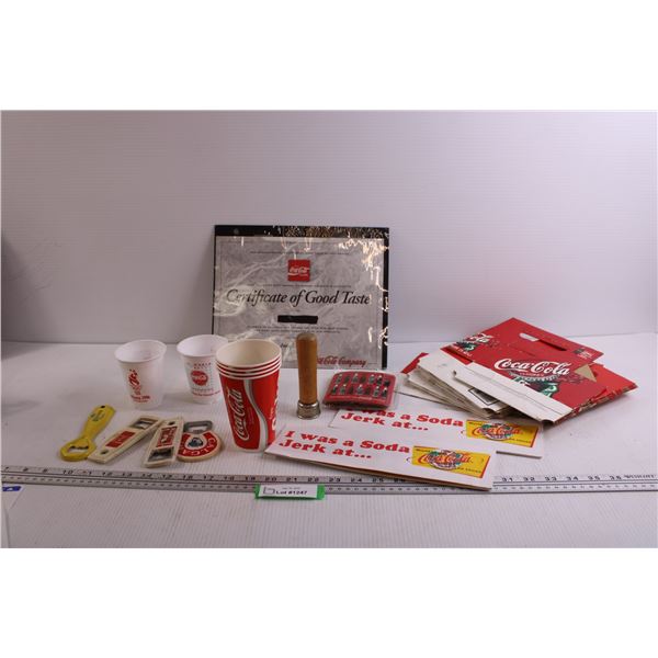 Lot of Assorted Coca-Cola Memorabilia + (4) Bottle Openers and a Vintage Bottle Capper