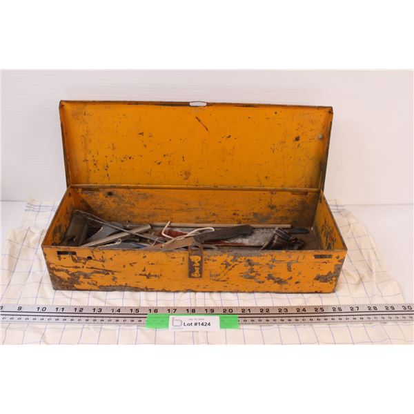Yellow Metal Tool Box w/Contents - 16" Long