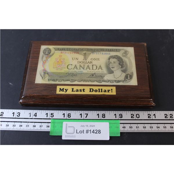 Plaque of 1973 Canadian Dollar Bill