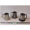 Image 1 : (3) Metal Beer Steins - 5" Tall