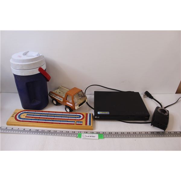 LG DVD Player, Timer Plug in, Water Jug, Cribbage Board, Buddy Truck