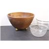 Image 2 : Wooden Bowl - 10", Clear Glass Mixing Bowls - 8" & 6"