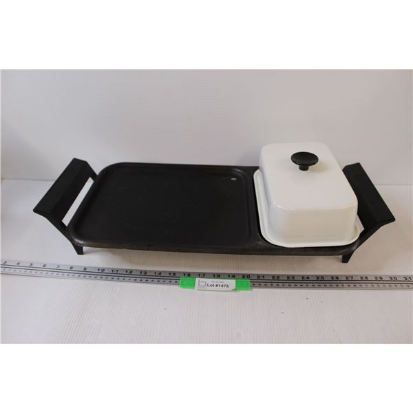 Electric Skillet & Warmer w/Lid - Powers On - 20"