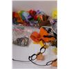 Image 2 : Lot: Party Supplies, Jar of Earrings, Yarn & Thread for Crochet, Misc.