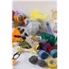 Image 3 : Lot: Party Supplies, Jar of Earrings, Yarn & Thread for Crochet, Misc.