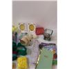 Image 4 : Lot: Party Supplies, Jar of Earrings, Yarn & Thread for Crochet, Misc.