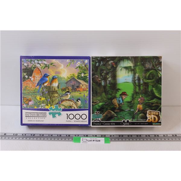(2) Puzzles: 3d Puzzle & Farm/Birds