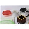 Image 2 : Cutting Boards, Measuring Cups, Tea Pot, Container, Coffee Percolator, Misc.