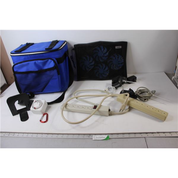 Cooler Bag, Assorted Cords, Laptop Fan, Misc.