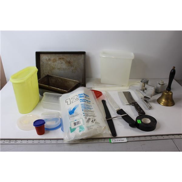 Cake Pans, Cutting Boards, Knives, Tape Gun, Bell (LOUD)
