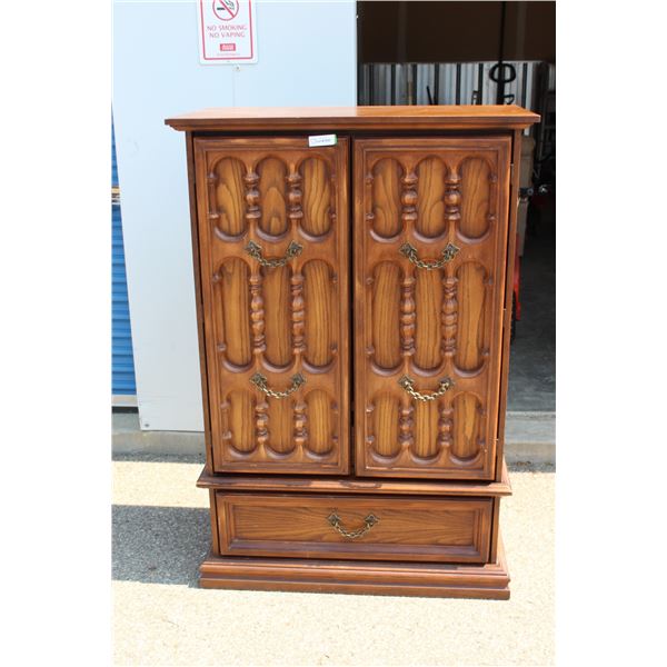 **French Door Oak Armoire Wardrobe - 38"x19"x56 3/4"