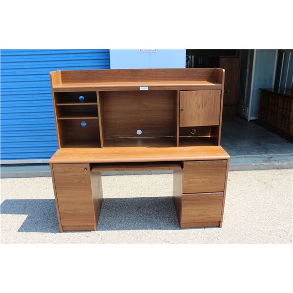 **2 Pcs office Desk with Keys - As Is, 59 3/4"x23 3/4"x56"H
