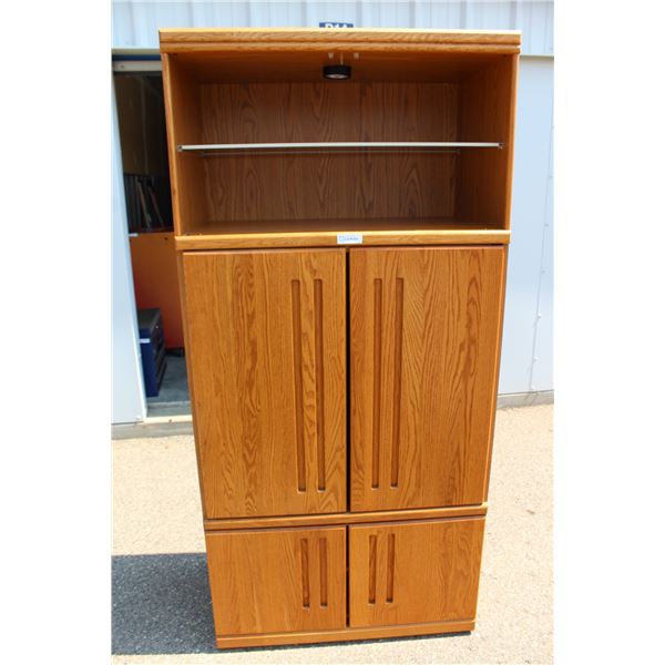 **Light Up Oak Cabinet/Entertainment Stand - 36"x20"x76"H