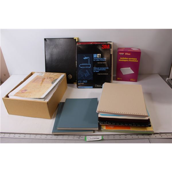 Assorted Envelopes, Paper, Transparent Film, Labels, Misc.
