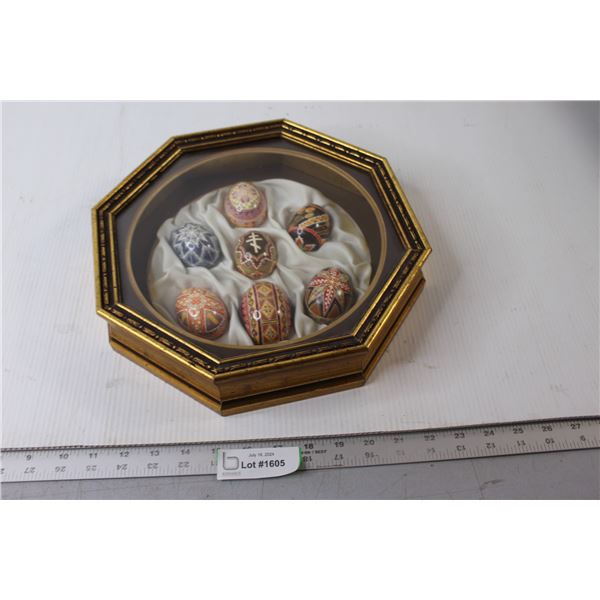 Ukranian Pysanky Eggs in Wall Hanging Case - 11 3/4" Diameter