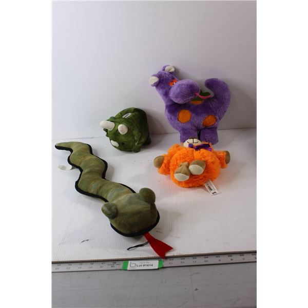 (3) Stuffed Animals, (1) Stuffed Dinosaur Coin Bank