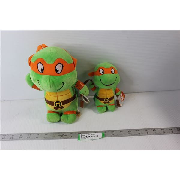 (2) TMNT Michelangelo TY Beanie Stuffed Toys