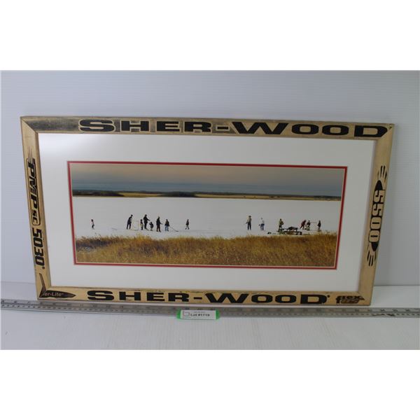 Photograph Framed with Hockey Sticks (26" x 14")