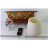 Image 1 : Wooden Shelf - Thermometer - Sony Remote - Lamp Shade - Glass Candy Dish w/Lid