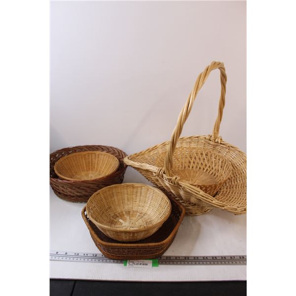 (5) Wicker Baskets - Various Sizes