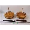 Image 1 : (2) Wood Revolving Condiment Caddies & (2) Filleting Knives Sheaths