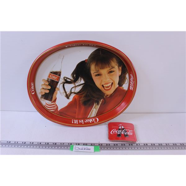 Coca Cola Serving Tray & (2) Coasters - 15" x 12" (Tray)