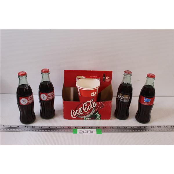 (4) Coca Cola Bottles un-opened: (2) 1999 Pan-American Games, 2004 Athens Olympics, 1996 Atlanta Oly