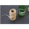 Image 5 : (4) Glass Bottles: Schweppes, Prince Albert Mineral Water, H.P. Coke & Jute Rope & Bottle Cap Tool