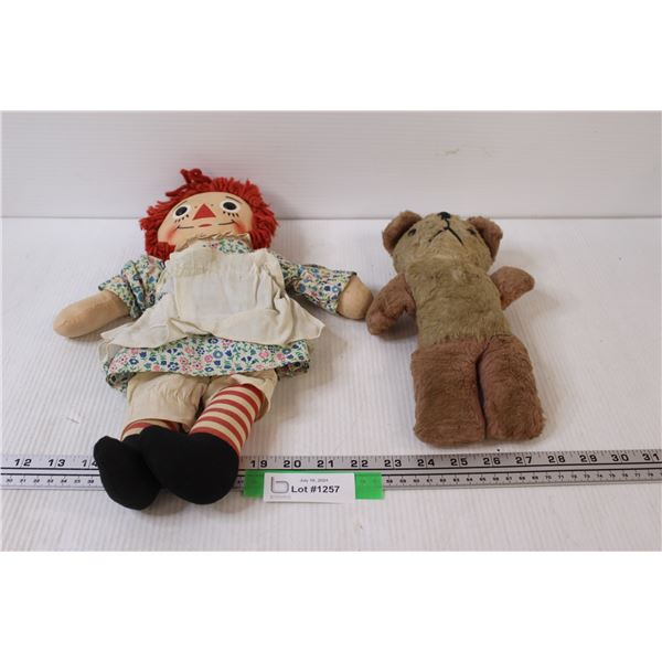 Raggedy Ann & Teddy Bear - as is