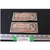 Image 1 : (2) Canadian Two Dollar Bills - 1954 (Has Scotch Tape)