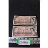 Image 1 : (2) Canadian Two Dollar Bills - 1954 (Has Scotch Tape)