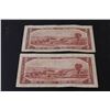 Image 4 : (2) Canadian Two Dollar Bills - 1954 (Has Scotch Tape)
