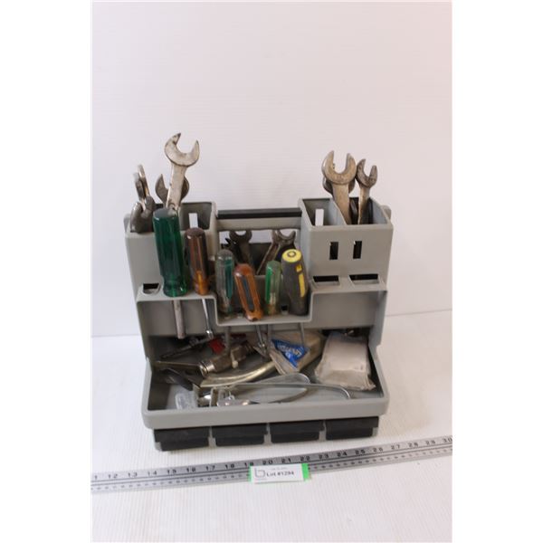 Plastic Portable Tool Box w/Tools - 12" x 11" x 13"