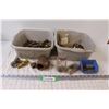 Image 1 : (2) Plastic Tubs of Hardware: Brass Plumbing & Rubber Washers, Misc.