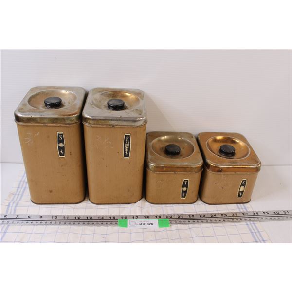 Vintage GSW Metal Kitchen Storage Set (Sugar, Flour, Tea & Coffee)