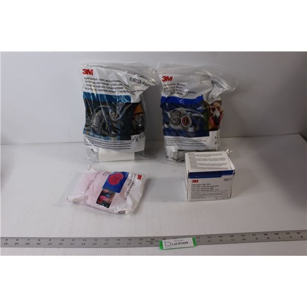 (2) Half Face Piece Masks, Box of Filters, Package of Filters