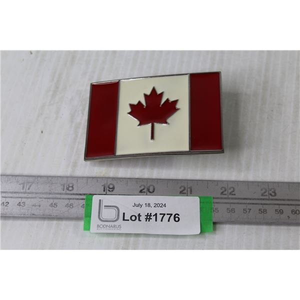 Canadian Flag Enameled Belt Buckle