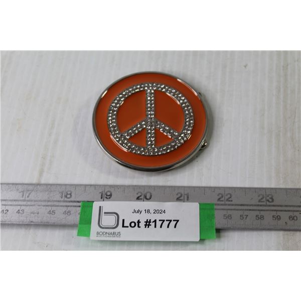 Peace Sign Enameled Belt Buckle