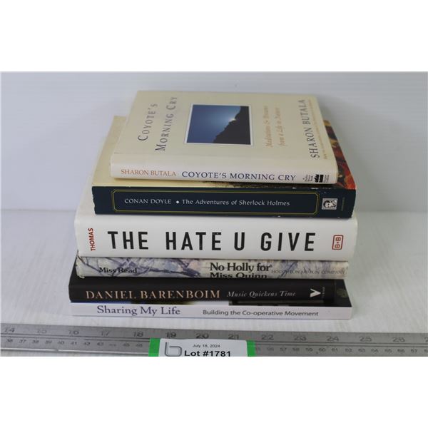 (6) Books - The Hate You Give - Coyote's Morning Cry - Sherlock Holmes - Sharing My Life
