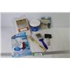 Image 1 : Cheese Cloth - Wall Covering Adhesive - Paint Brushes - Storage Bag - Trim Caulk Strip