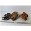 Image 1 : (3) Baseball Gloves (2 Left handed - 1 Right) - Rawlings - Spalding - Collegiate
